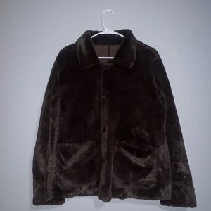 Reversible Vintage Brandon Thomas Chocolate Brown faux fur/suede short jacket